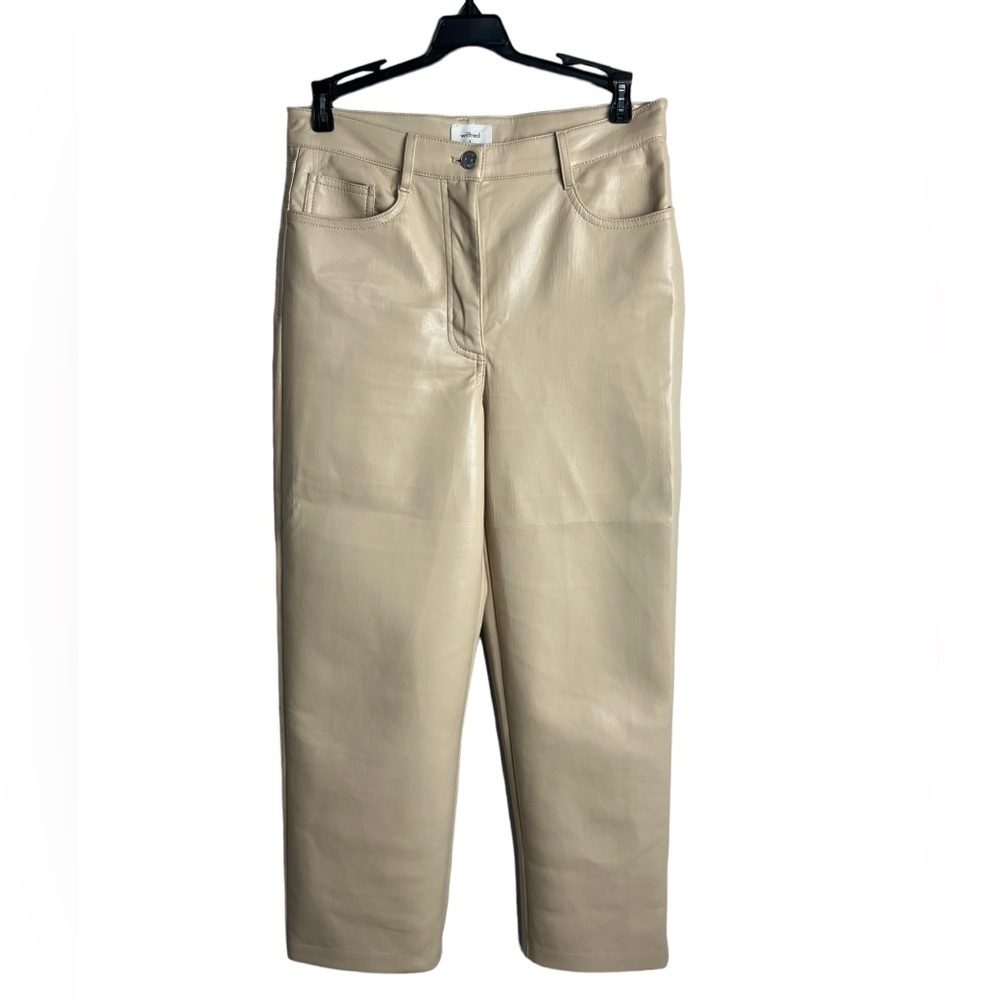Aritzia Wilfred Faux Leather Pants Cream/ Beige Size 6